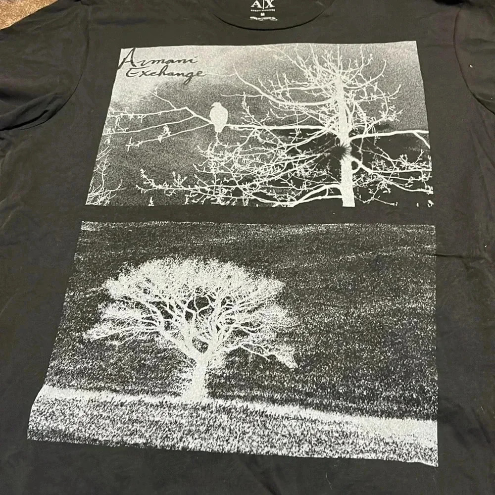 Armani Exchange Black Graphic T-Shirt - size medium - Picture 2 of 5